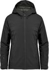 Am image of a Custom Stormtech Womens Nostromo Thermal Shell Jacket in Black/Graphite!