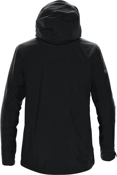 Am image of a Custom Stormtech Mens Matrix System Jacket in Black/Bright Red!