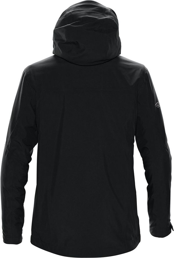 Am image of a Custom Stormtech Mens Matrix System Jacket in Black/Carbon!