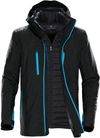 Am image of a Custom Stormtech Mens Matrix System Jacket in Black/Electric Blue!