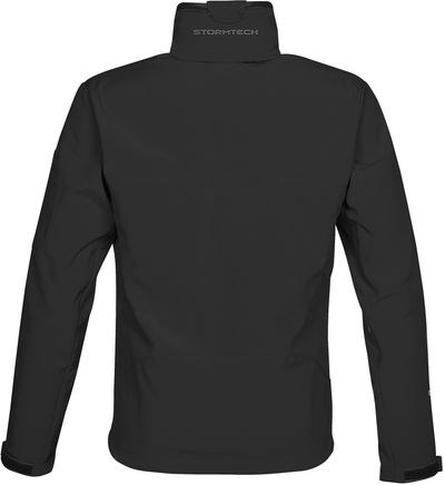 Am image of a Custom Stormtech Mens Cruise Softshell in BLACK / BLACK!