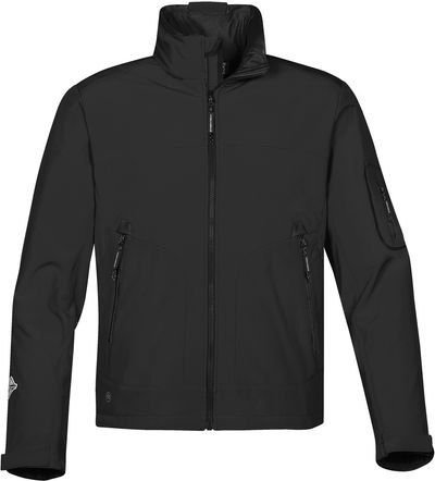 Am image of a Custom Stormtech Mens Cruise Softshell in BLACK / BLACK!