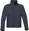 Am image of a Custom Stormtech Mens Cruise Softshell in NAVY / BLACK!