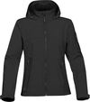 Am image of a Custom Stormtech Womens Cruise Softshell in BLACK / BLACK!