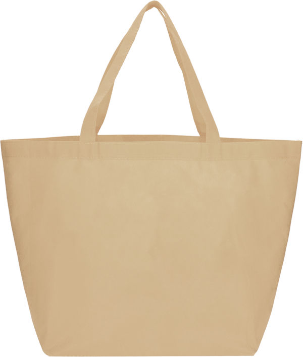 Am image of a Custom YaYa Budget Non Woven Shopper Tote in Cream!