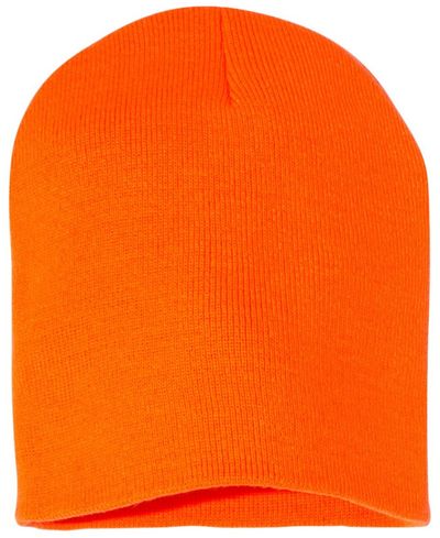 Am image of a Custom YP Classics Short Beanie in Blaze Orange!