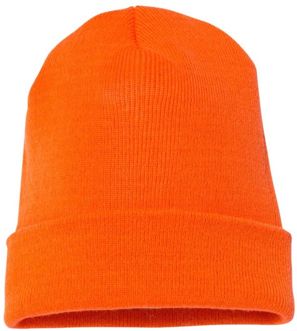 Am image of a Custom YP Classics Cuffed Beanie in Blaze Orange!