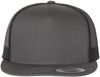 Am image of a Custom Yupoong Five Panel Classic Trucker Cap in Charcoal / Black!
