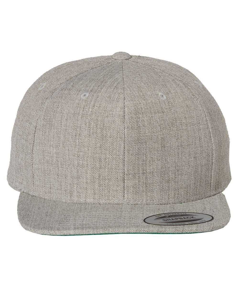 Yupoong Flat Bill Snapback Cap in Heather Grey