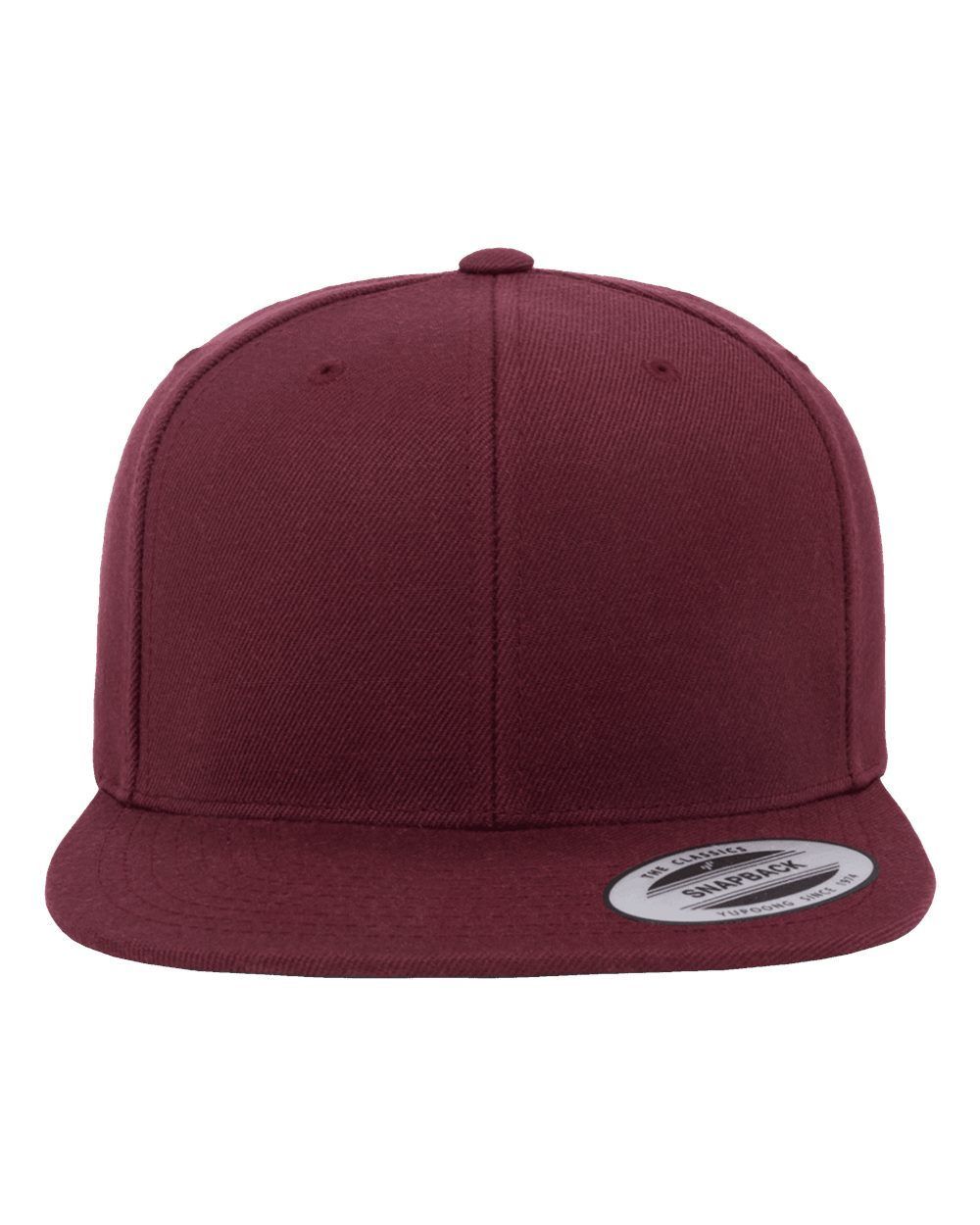 Yupoong Flat Bill Snapback Cap in Maroon