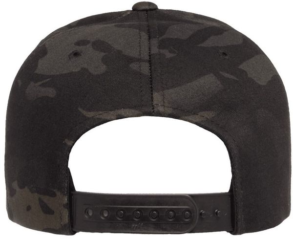 An image of a Custom Yupoong Flat Bill Snapback Cap in Multicamo Black!