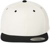 An image of a Custom Yupoong Flat Bill Snapback Cap in Natural/ Black!