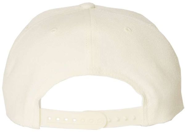 Am image of a Custom Yupoong Flat Bill Snapback Cap in Natural!