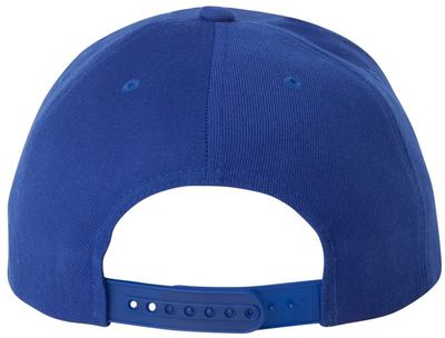 Am image of a Custom Yupoong Flat Bill Snapback Cap in Royal!