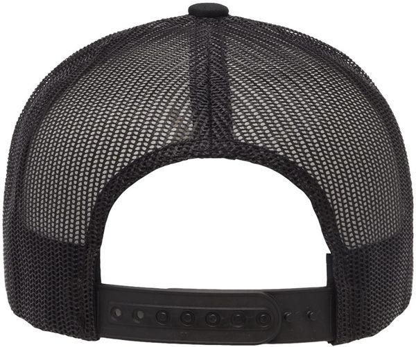 Am image of a Custom Yupoong Adult Retro Trucker Cap in Black!