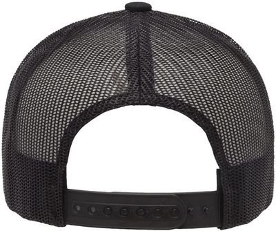 Am image of a Custom Yupoong Adult Retro Trucker Cap in Black!