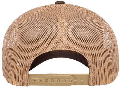 Am image of a Custom Yupoong Adult Retro Trucker Cap in Brown/Khaki!