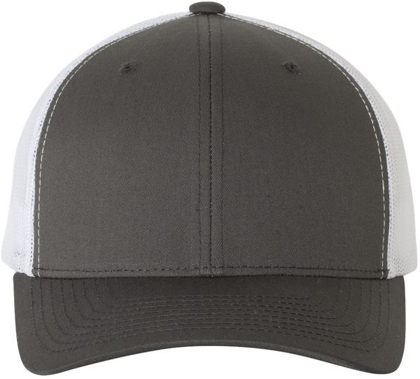 An image of a Custom Yupoong Adult Retro Trucker Cap in Charchoal/White!