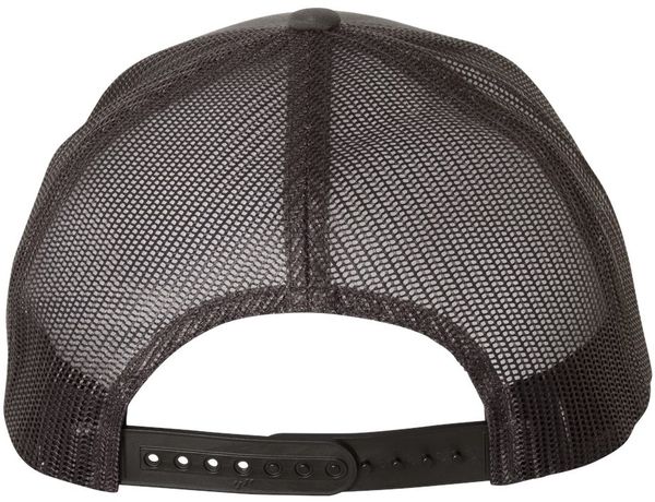 Am image of a Custom Yupoong Adult Retro Trucker Cap in Charcoal!