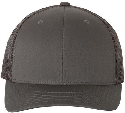 Am image of a Custom Yupoong Adult Retro Trucker Cap in Charcoal!