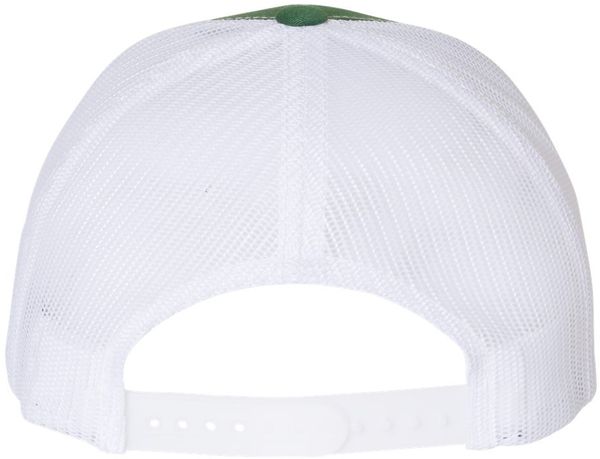 Am image of a Custom Yupoong Adult Retro Trucker Cap in Evergreen/White!