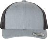 An image of a Custom Yupoong Adult Retro Trucker Cap in Heather Gray/Black!