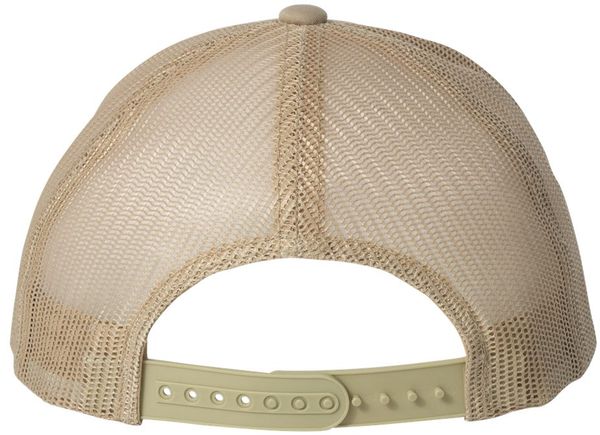 Am image of a Custom Yupoong Adult Retro Trucker Cap in Khaki!