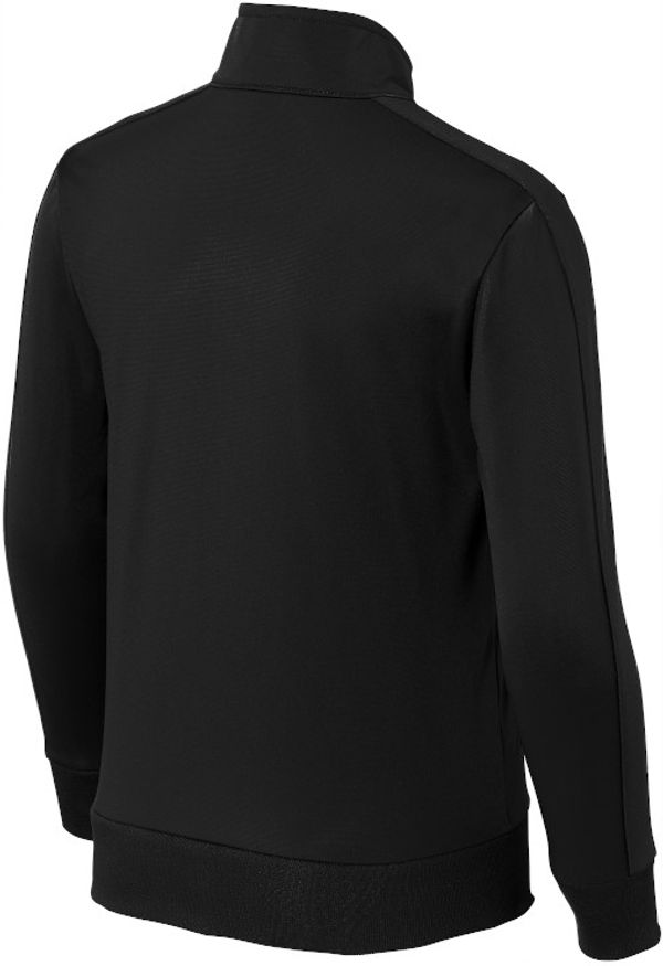 Am image of a Custom SportTek Youth Tricot Track Jacket in Black/Black!