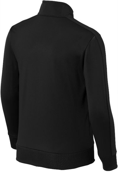 Am image of a Custom SportTek Youth Tricot Track Jacket in Black/Black!
