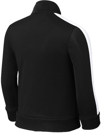 Am image of a Custom SportTek Youth Tricot Track Jacket in Black/White!