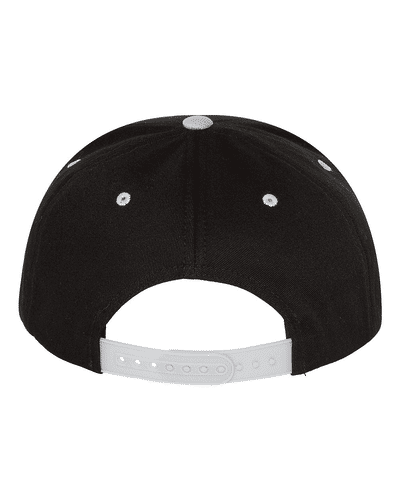 Am image of a Custom Yupoong Classics Flat Bill Cap in Black/Grey!