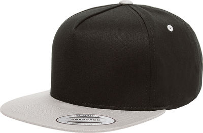 Am image of a Custom Yupoong Classics Flat Bill Cap in Black/Grey!