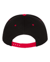 Am image of a Custom Yupoong Classics Flat Bill Cap in Black/Red!