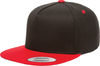 Am image of a Custom Yupoong Classics Flat Bill Cap in Black/Red!