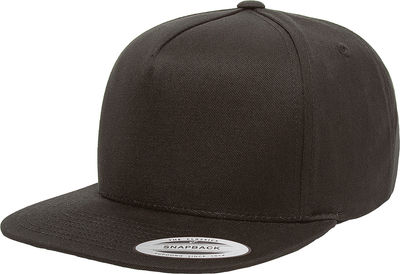 Am image of a Custom Yupoong Classics Flat Bill Cap in Black!