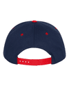Am image of a Custom Yupoong Classics Flat Bill Cap in Navy/Red!