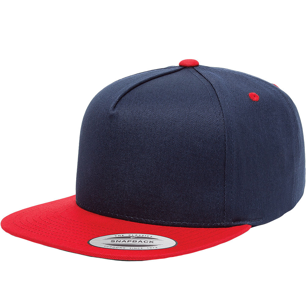 Yupoong Classics Flat Bill Cap in Navy/Red
