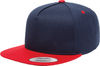 Am image of a Custom Yupoong Classics Flat Bill Cap in Navy/Red!