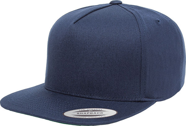 Am image of a Custom Yupoong Classics Flat Bill Cap in Navy!