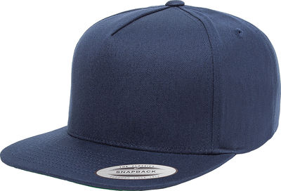Am image of a Custom Yupoong Classics Flat Bill Cap in Navy!