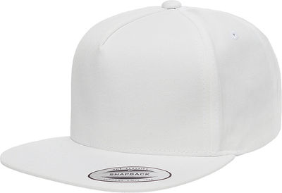 Am image of a Custom Yupoong Classics Flat Bill Cap in White!