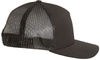 An image of a Custom Yupoong Adult 5 Panel Retro Trucker Cap in Black!