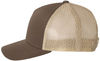 An image of a Custom Yupoong Adult 5 Panel Retro Trucker Cap in Brown/Khaki!