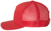 An image of a Custom Yupoong Adult 5 Panel Retro Trucker Cap in Red!