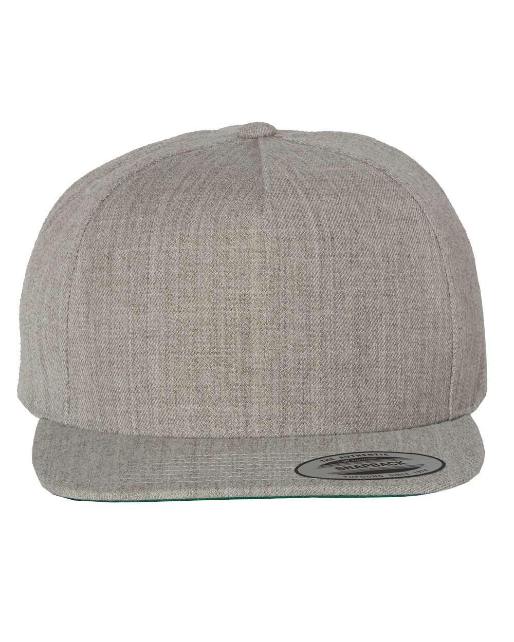 Yupoong Adult Premium 5 Panel Snapback Cap in Heather Grey