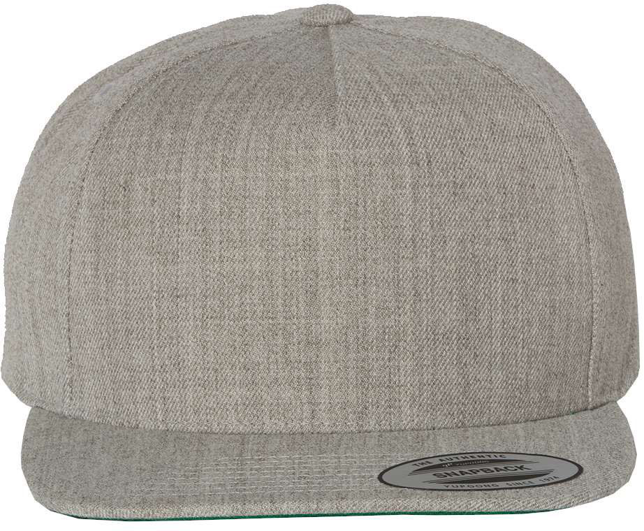 Yupoong Adult Premium 5 Panel Snapback Cap in Heather Grey