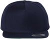 Am image of a Custom Yupoong Adult Premium 5 Panel Snapback Cap in Navy!