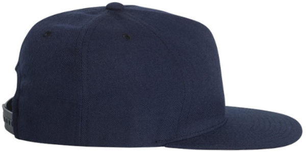 An image of a Custom Yupoong Adult Premium 5 Panel Snapback Cap in Navy!
