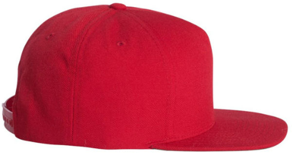 An image of a Custom Yupoong Adult Premium 5 Panel Snapback Cap in Red!
