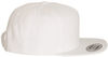 An image of a Custom Yupoong Adult Premium 5 Panel Snapback Cap in White!